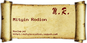 Mityin Rodion névjegykártya